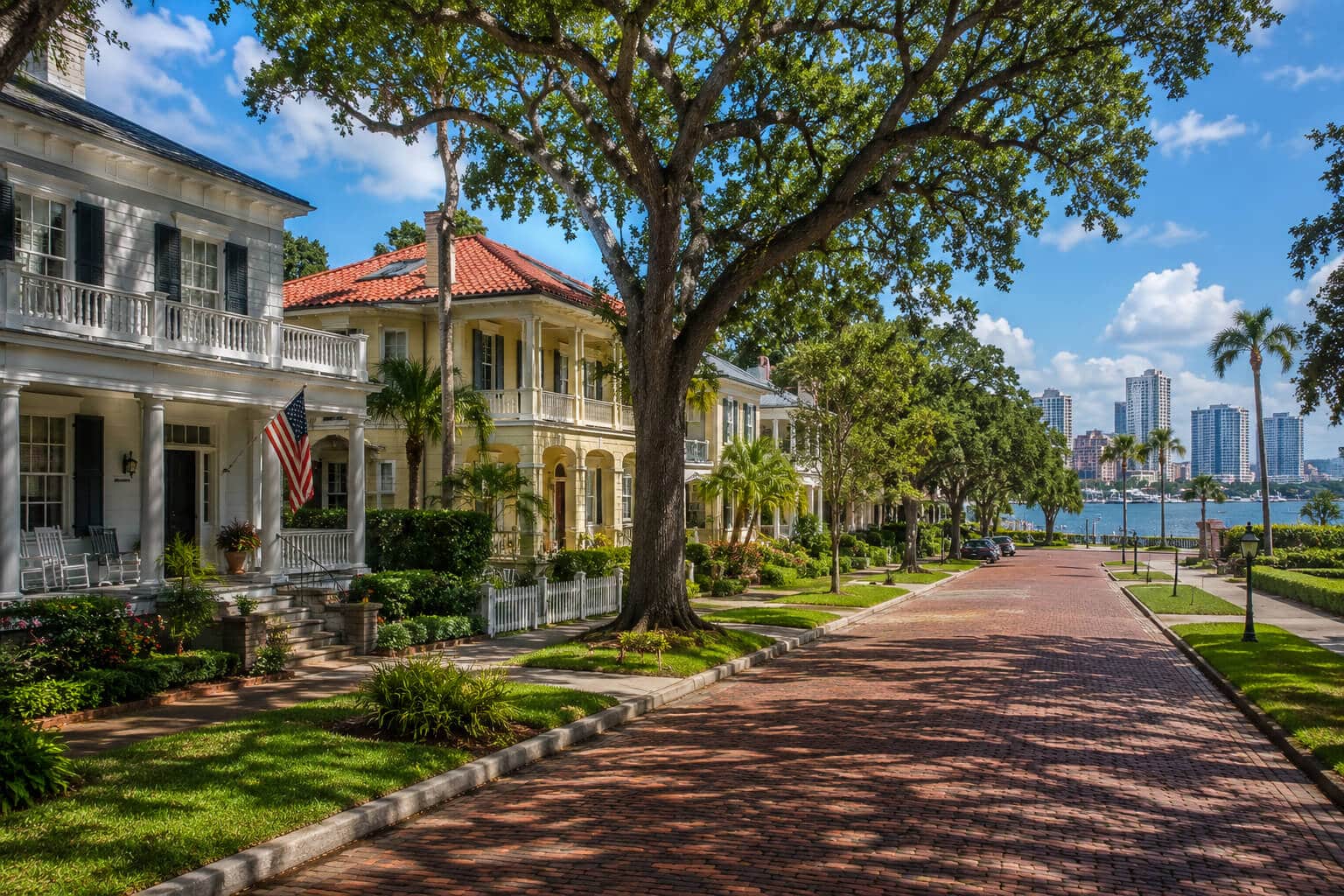 Brick street and historic homes in Old Northeast