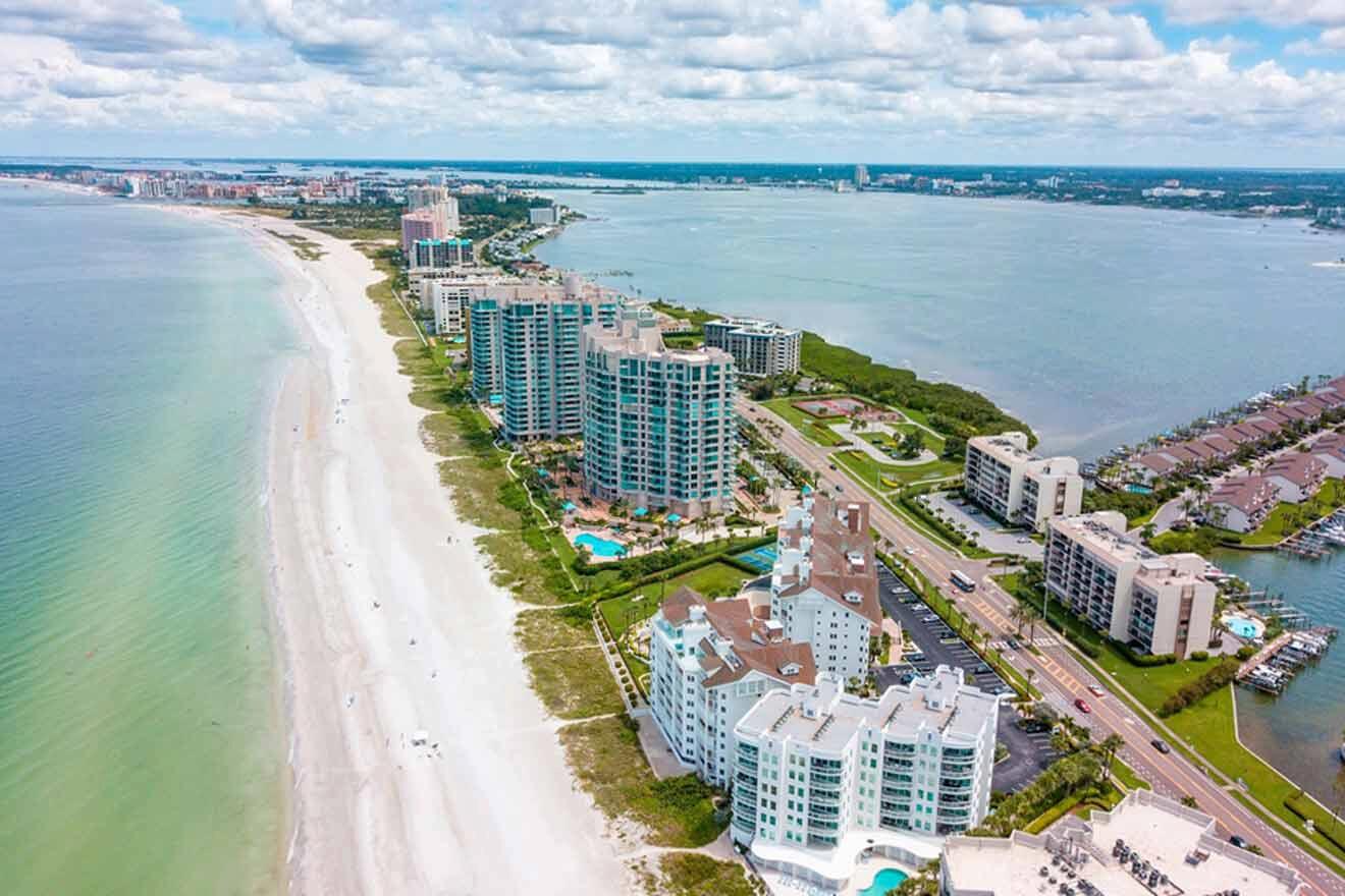 Beachfront condominiums along the sand on Sand Key